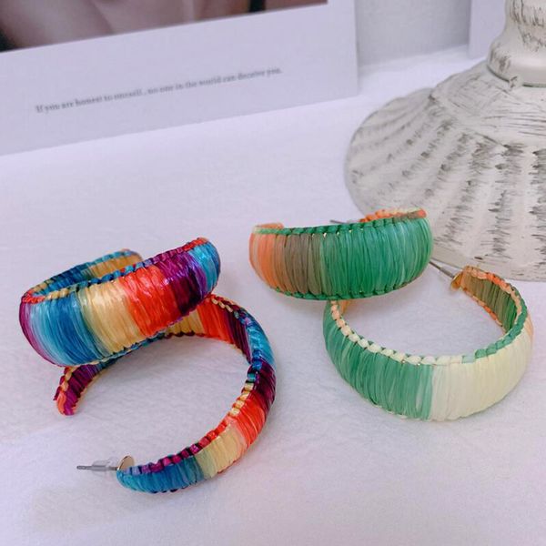 

2019 trendy women color statement earrings boho ethnic spring colorful circle dangle drop earrings tassel jewelry wedding, Golden;silver
