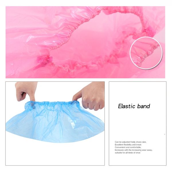

100 pcs waterproof boot covers plastic disposable shoes covers homes overshoes blue pink other housekeeping organization