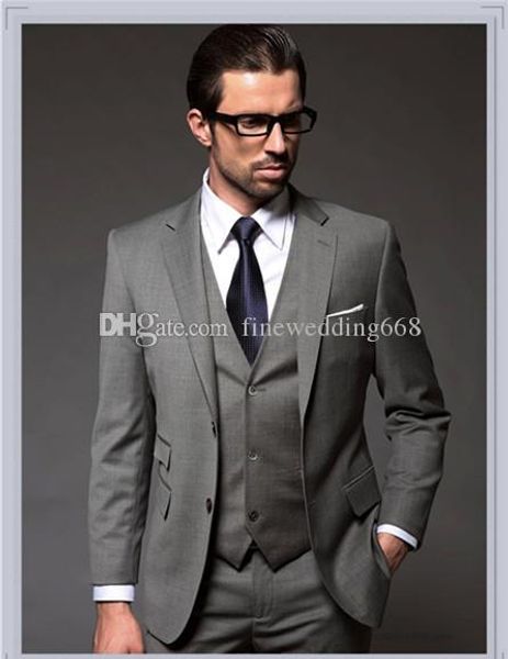 

two buttons groomsmen notch lapel wedding groom tuxedos men suits wedding/prom/dinner man blazer(jacket+tie+vest+pants) 821, Black;gray