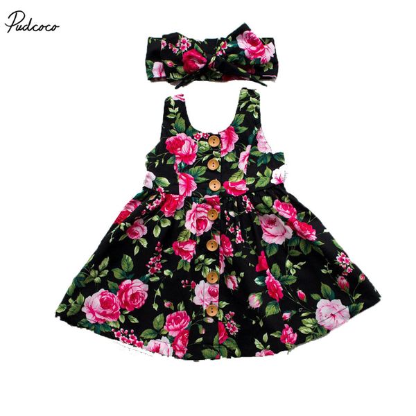 

2019 Autumn Long Sleeve Girls Dress Baby Girl Clothes Button Floral Dress Wedding Pageant Formal Dresses Sundress Clothing