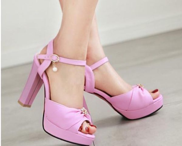 

2019 women's sandals in summer with new style high heel coarse heel waterproof table @15, Black