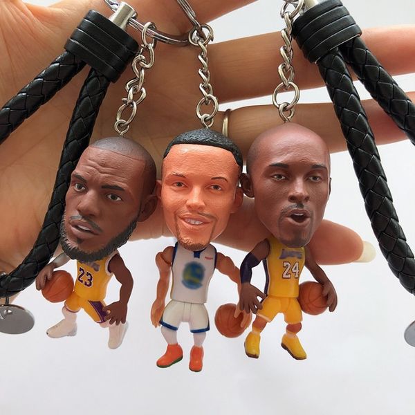 

3d sports basketball player keychain mini figures key rings for men women kids gift hip hop jewelry for basketball lovers, Silver