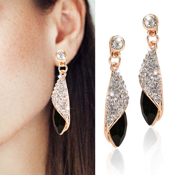 

1 pair girls fashion earrings women crystal water drop earrings fashion jewelry wedding pierced dangle 4 colors, Silver