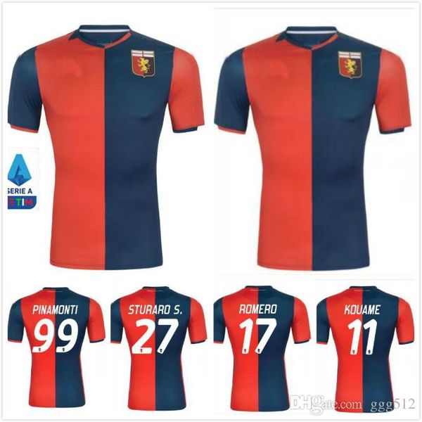 

19 20 genoa cfc soccer jerseys home 2019 2020 maglie da calcio #10 gumus #11 kouame #17 romero #27 sturaro s. #99 pinamonti football shirts, Black;yellow