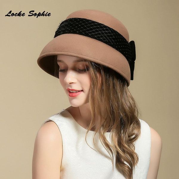 

1pcs women formal beret hats caps 2018 winter fashion woollen splicing velvet bow peaked hats ladies keep warm lovely beret, Blue;gray