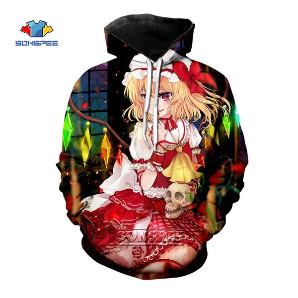 

sonspee women touhou project hoodie 3d print japanese streetwear anime sweatshirt mens cosplay costume hoodies harajuku pullover, Black