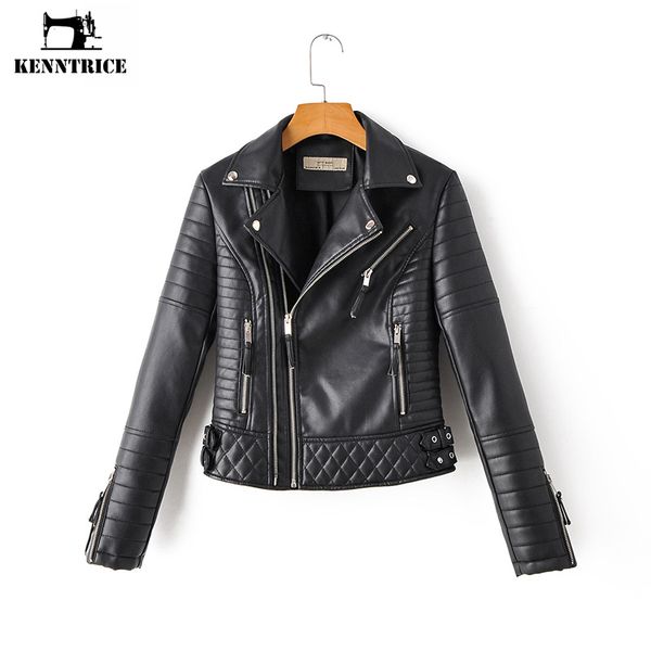 

kenntrice new autumn women pu leather jacket woman zipper punk short coat female black biker faux leather jackets women outwear