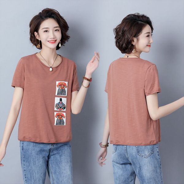 

180 jin 2020 loose t- women's short sleeve large size women's small fat mm belly t-shirt shirt top, White