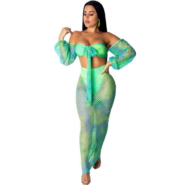 

2 piece set women beach long sleeve bodysuits and long skirts suit casual clothes boho two piece outfits 2019, White