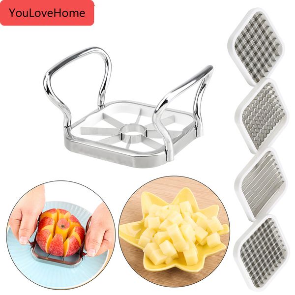 

5pcs/set stainless steel vegetable & fruits cutter slicer for apple pear potato chips kitchen utensils tools