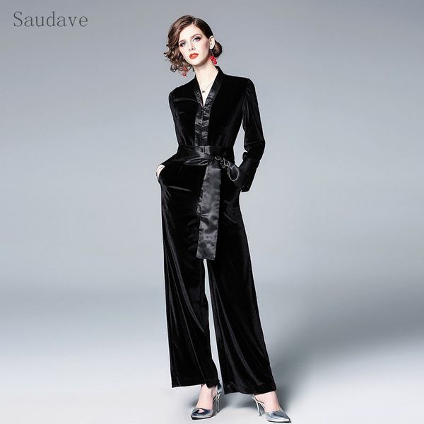 

new autumn v-neck bodysuits women long sleeve velvet rompers femme overalls summer office lady jumpsuit, Black;white