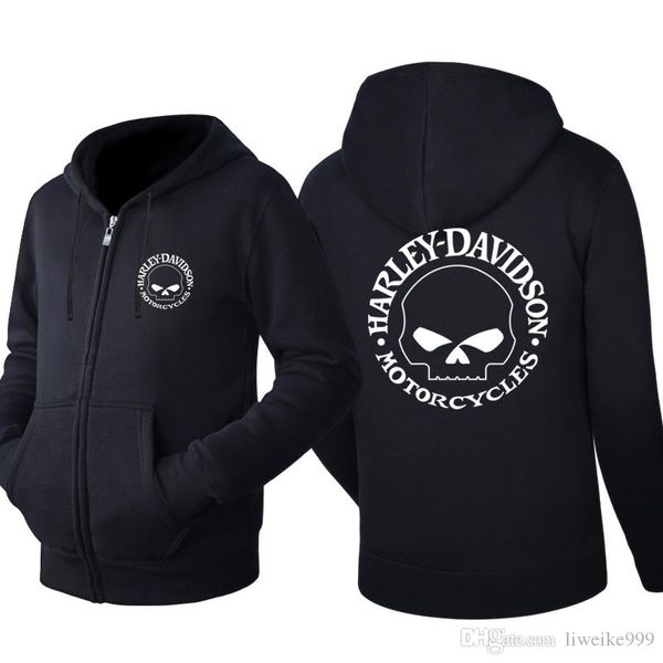 

men harley logo zippered hoodie sweatshirt cardigan jacket male hip hop tracksuits autumn coat spring hoodies cardigan jackets tracksuit, Black