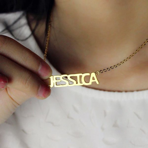 

any personalized custom necklaces for women choker gold color stainless steel crown old english arabic nameplate name necklace, Silver