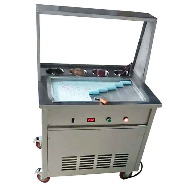 

beijamei big square flat pan commercial fried yogurt maker 110v 220v electric rolled ice cream machine with 4 boxes
