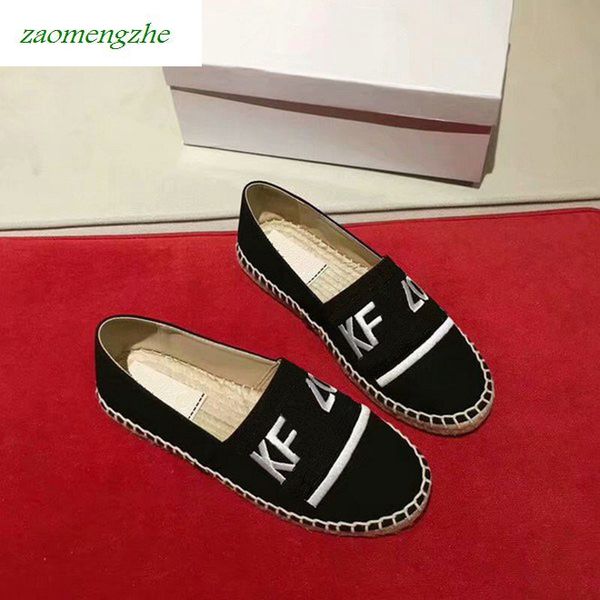 

luxuryembroidered straw shoes with tiger head fisherman's shoes with box, Black
