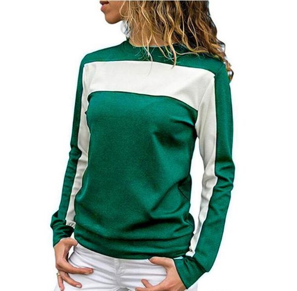 

winter women t-shirt o-neck stripe long sleeve girl sweatshirt female shirt casual stripe cotton blend shirt, White