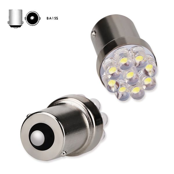 

4pcs/lot white 1156 ba15s p21w s25 7506 led light bulbs 9 leds 12v turn signal backup brake reverse tail light lamps