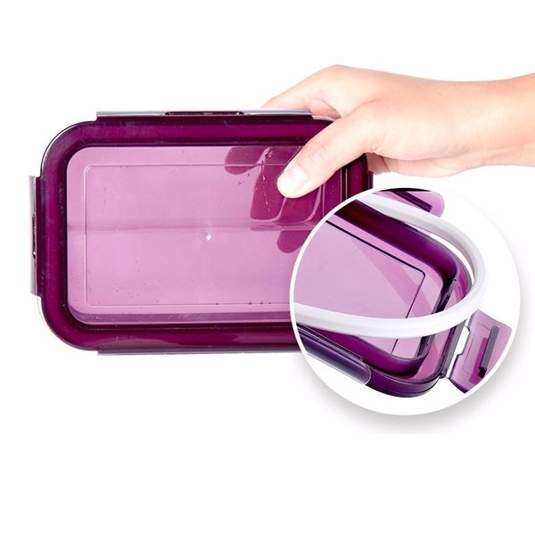 

microwave oven heating lunch box for office worker leakproof glass lunch box set round with lid seal health food container
