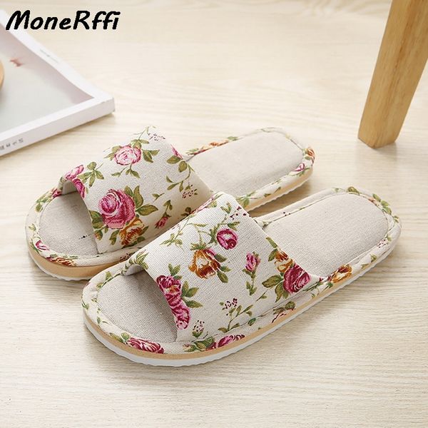 

monerffi slippers broken flower home slippers 2019 new fashion female male cotton floor casual non-slip shoes, Black