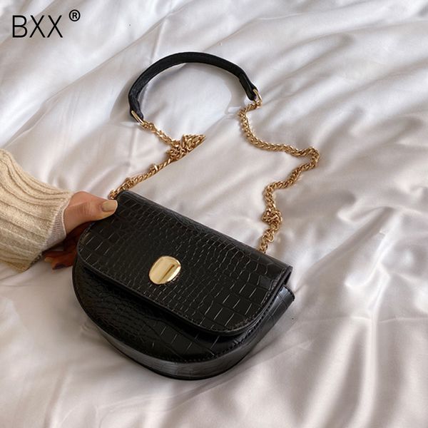 

bxx] crocodile pattern pu leather crossbody saddle bags for women 2020 female chain shoulder messenger bag lady handbags hk341