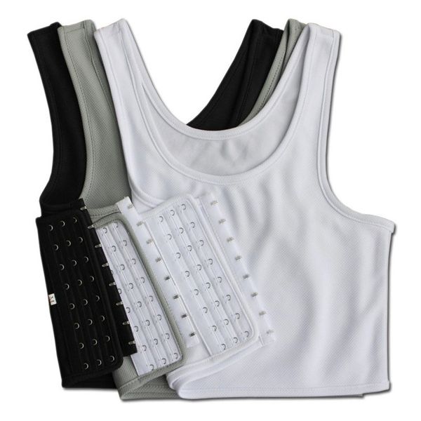 

lesbian les casual breathable buckle short chest breast binder trans vest plus size s 4xl 5xl, Black;white