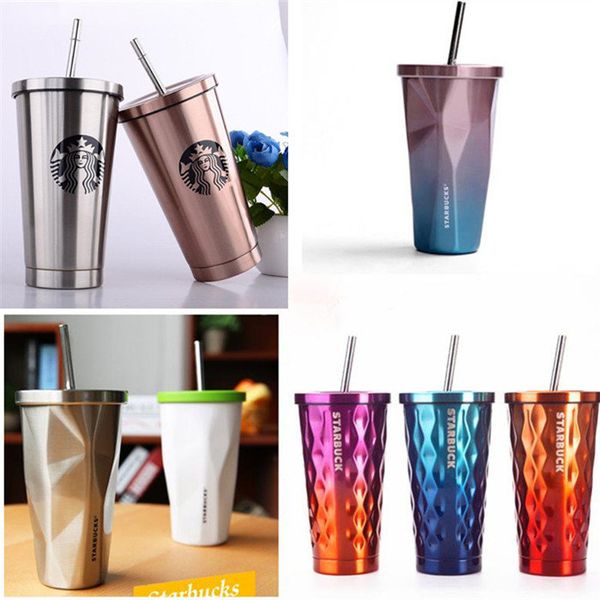 

starbucks vacuum insulated travel coffee mug stainless steel tumbler sweat coffee tea cup with lid straw 16 colors