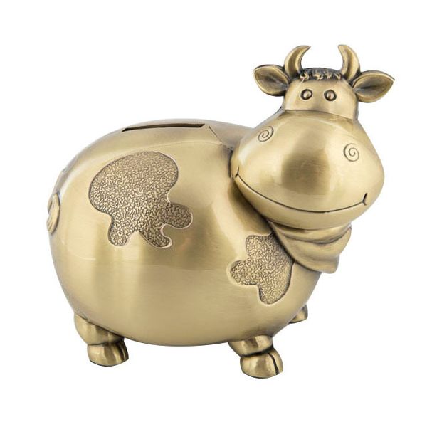 Niedliches Kuh-Sparschwein, Spardose, Münzbox im Vintage-Stil, Zinn-Bronze-Finish, bezaubernde Geschenke für den Kindergarten, für Kinder, Mädchen und Jungen