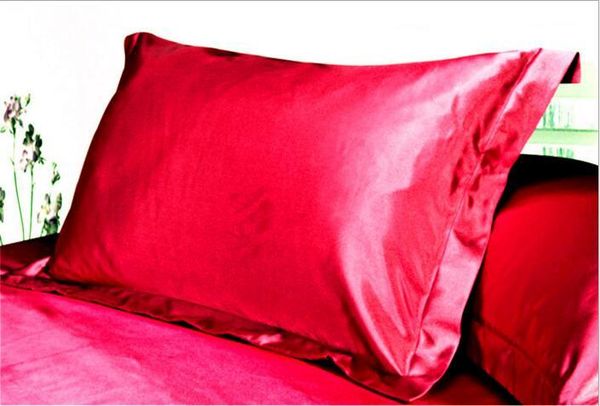 

wholesale christmas solid color silk pillowcases double face pillow case charmeuse silk satin pillow cover bedding supplies