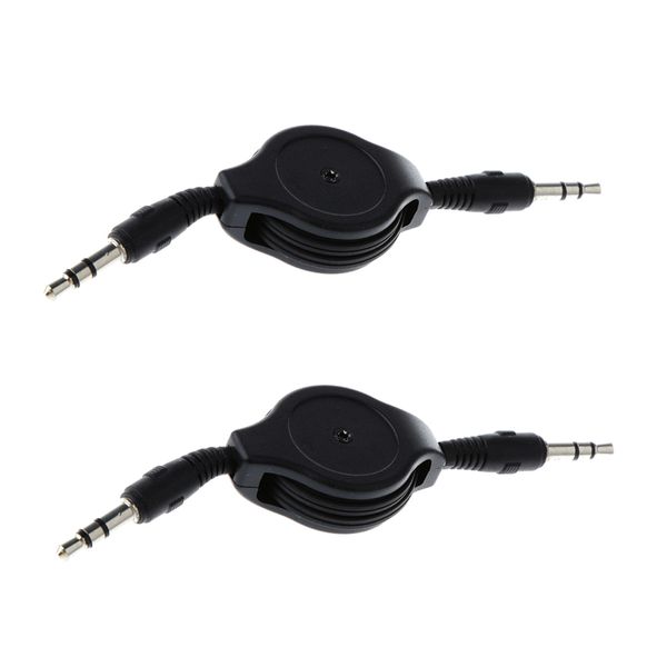 

2pcs male to male aux cable cord adapter for car audio headphone jack black