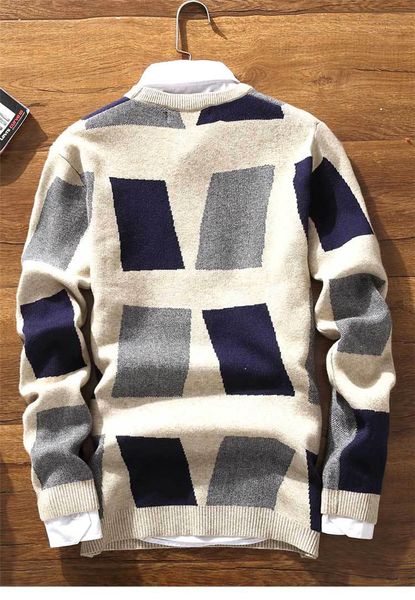 

loose mens youth sweater spring argyle men o-neck sleeve casual autumn designer clothing long fashion sbfit, Black