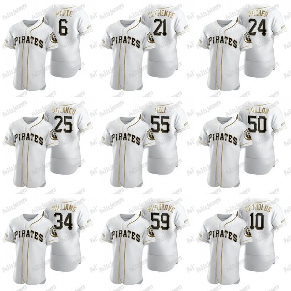 

55 josh bell 2020 golden edition pittsburgh 25 gregory polanco chris archer roberto clemente bryan reynolds starling marte musgrove jersey, Blue;black