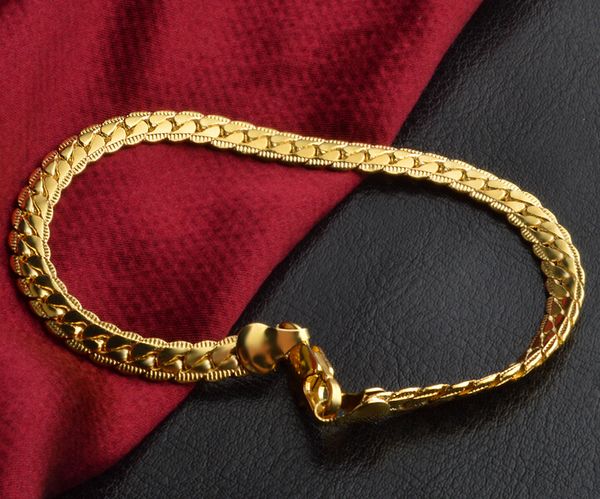 

fashion jewelry plated 18k gold plated bracelet chain princess cut wedding link bracelets silver gold 5mm side, Black