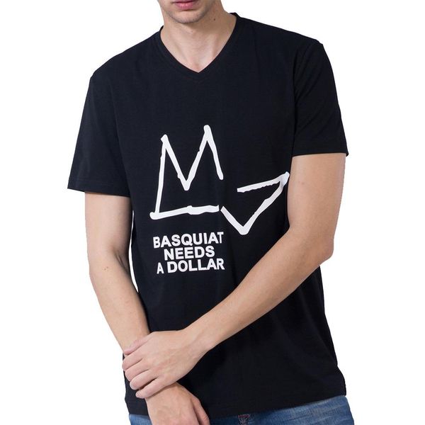 

large yard tee spring summer men's t shirt letter printed men's v-neck short sleeve loose t-shirt new arrival, White;black