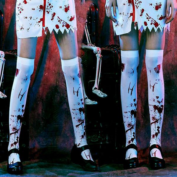 

Women Dress Blood Long Stocks Halloween Wear Party Ghost Bloody Socks Women Stockings Cosplay Costume Accessories