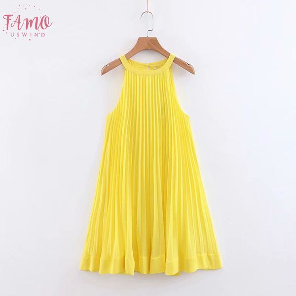 

лето новых женщин сладкий над коленом мини рукавов желтый плиссе платье femme хем оборками холтер vestidos casual chic сыпучие ds2083, Black;gray