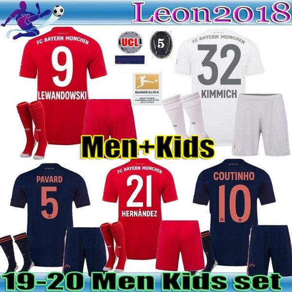 

kids kit 19 20 bayern munich pavard perisic soccer jersey 2019 2020 lewandowski jersey hernandez football shirt coutinho uniform, Black