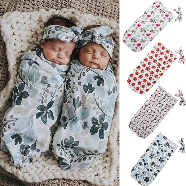 

newborn infant baby sleeping bags cute cotton toddler girls boy blanket swaddle muslin wrap swaddling sleeping bag+headband 2pcs