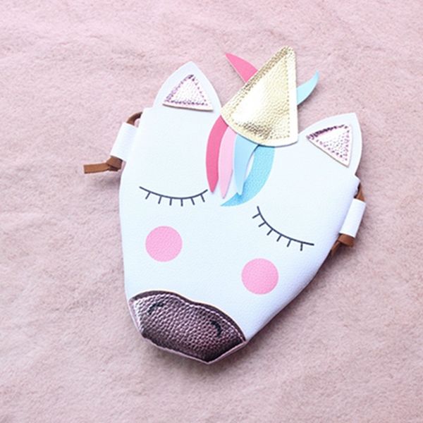 

unicorn coin purse child crossbody bag with lanyard kid lovely pu wrap outdoor shopping phone storage bag wallet pouch, Black