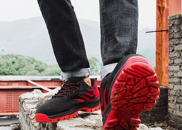 

fly woven breathable soft and comfortable labor protection shoes antistatic anti stab anti smash steel casual waterproof work training yakud