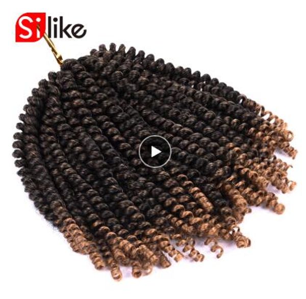 

8 дюймов пушистые вязания вязания крючком ombre spring twists волосы синтетические наращивание волос косы kinky curly twists 110 г / упак, Black