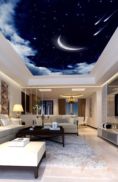 

ceiling wallpaper murals living room bedroom ceiling mural decor night sky meteor moon clouds ceiling, mural