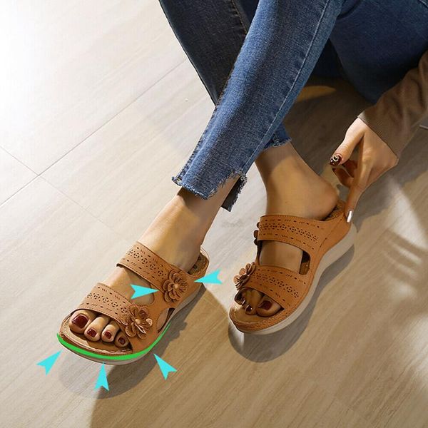 

2020 flower sandals women vintage shoes ladies comfortable ankle hollow round toe sandal soft summer shoes chaussures