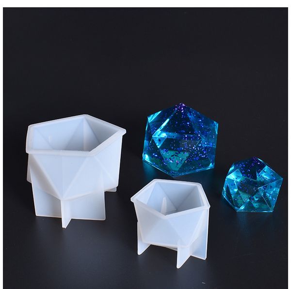 

полигональные конус силиконовые смолы формы эпоксидная смола шариковые формы ледяной кристалл craft ball плесень два размер для украшения до