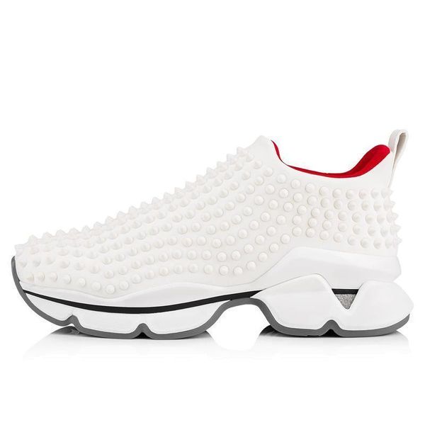 

red bottoms spike sock shoes lovers high casual party trainer shoes genuine leather fashion glitter lace sneakers size 36-46, Black
