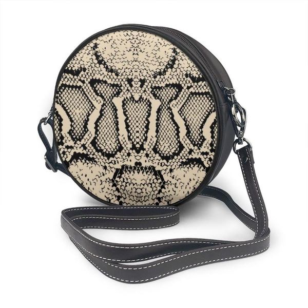 

2020 women shoulder bags girls round bags vintage snake skin print women's casual messenger crossbody