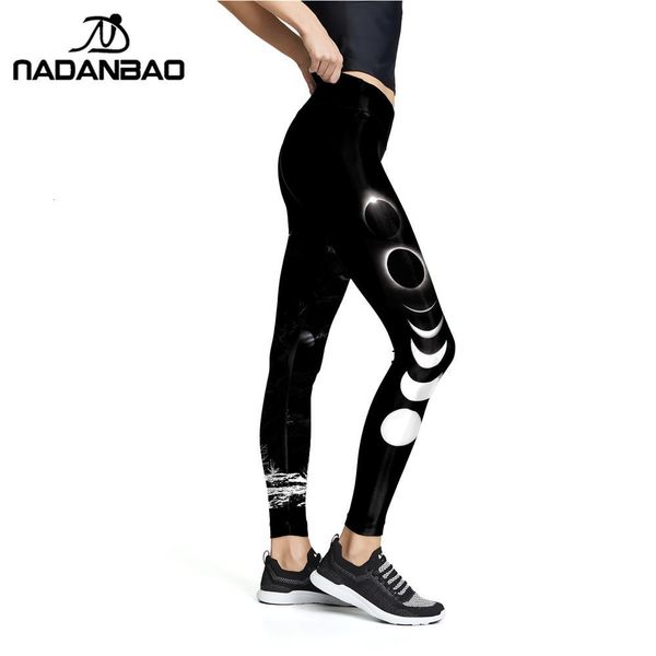 

leggings waist nadanbao white high tree of life printed women's fitness legging workout pants slim elastic outside legins, Black