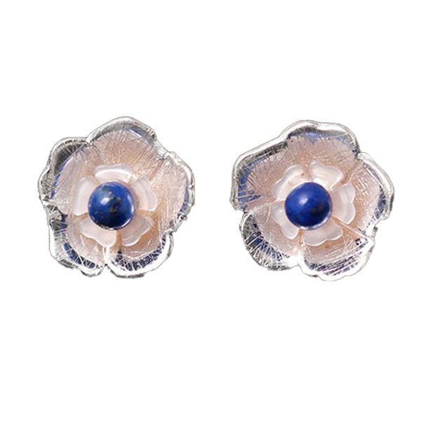 

creative models s925 silver earrings handmade diy personality simple beautiful flower earrings natural shell silver, Golden;silver