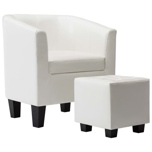 

armchair with footstool white imitation leather patio benches