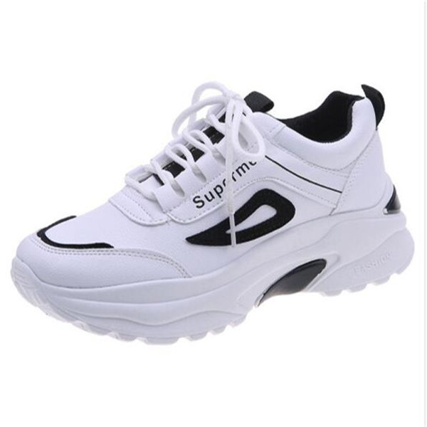 

selling f men's and women's flat casual shoes large thick-soled high heels size 36-45, Black