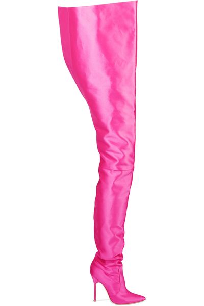 

new fashion boots lady shoes satin pointed toe high heels winter thigh-high boots women shoes botas designer shoes, Black